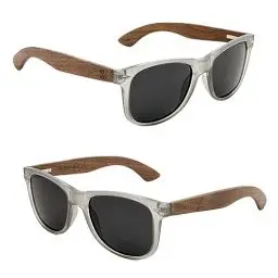 Produktbild: Holzwurm Sonnenbrille mit Holzbügeln aus Walnuss für Damen & Herren/Polarisierende Brillengläser mit UV400-Schutz/mit Brillenetui aus echtem Bambus