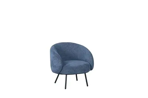Produktbild: HOM4NISH Samt-Wannenstuhl mit Metallrahmen, Beinen, Rückenlehne und Armlehne, Einzelsofa, kuschelig, Eitelkeit, Club, Lounge, Relaxsessel für Wohnzimmer, Bett, Make-up-Raum (blau)