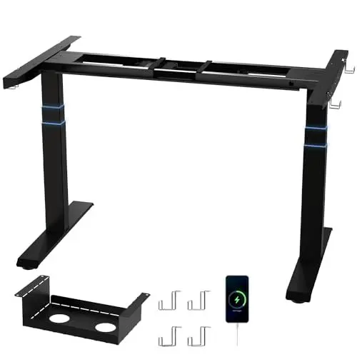 Produktbild: Homall G-23 PRO Höhenverstellbarer Tisch Gestell mit 2 Motoren,Elektrisch Tischgestell Belastbar bis 130KG, 3-Fach-Teleskop, Tischgestell mit Memory Steuerung (Black)