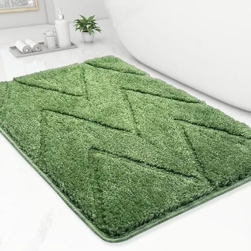 Produktbild: homantic Dunkelgrün Badezimmerteppich – grüne Badematte für Badezimmer, Rutschfester Badteppich, Badezimmer-Dekor Badematten, Wasserabsorbierend, für Waschbecken, Badewanne, 50 x 80 cm