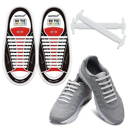 Produktbild: HOMAR Durable Sports Fan Shoelaces Gummi Adult Elastic athletischer Betrieb Schnürsenkel Flache Schnürsenkel für Sneakers Boots Oxford - White