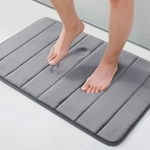 Produktbild: Homaxy Memory Foam Badezimmer Badeteppiche Saugfähige Rutschfester Badvorleger Waschbar Badematte - 41 x 61 cm, Dunkelgrau