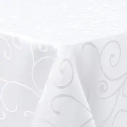 Produktbild: Homaxy Tischdecke Abwaschbar Rechteckig 100x140cm Polyester Tischtuch Tafeldecke Jacquard Tischwäsche Ornamente Schmutzabweisend Pflegeleicht, Weiß
