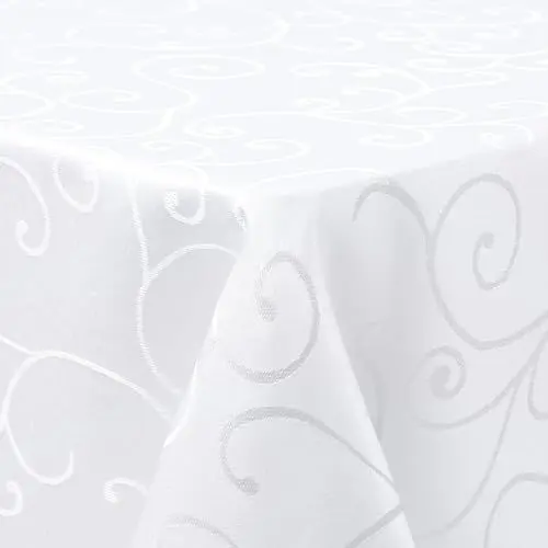 Produktbild: Homaxy Tischdecke Abwaschbar Rechteckig 100x140cm Polyester Tischtuch Tafeldecke Jacquard Tischwäsche Ornamente Schmutzabweisend Pflegeleicht, Weiß