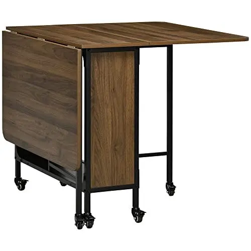 Produktbild: HOMCOM Klappbarer Esstisch Mobiler Klapptisch mit Offenem Regal Esszimmertisch Küchentisch für Kleine Räume, Küche, Esszimmer 130 x 80 x 74 cm Braun