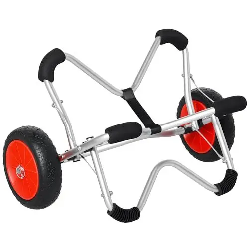 Produktbild: HOMCOM Kajakwagen Alu Bootswagen Faltbare transportwagen Kunstleder-Reifen Silber 75 kg 75 x 43 x 46 cm