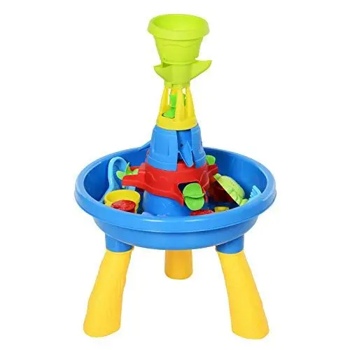 Produktbild: HOMCOM Kinder Sand- und Wasserspieltisch Spieltisch Spieltisch Outdoor Kinder Sandtisch mit 21-TLG. Zubehör, Wasserpark, Baby Spielzeug ab 3 Jahren, Kunststoff, Bunt, 46 x 46 x 72 cm