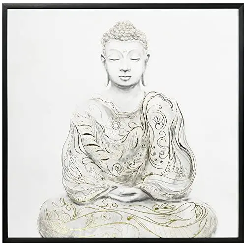 Produktbild: HOMCOM Wandbilder, Leinwand, Canvas Wand Art Texturiert Buddha Sitzen in Meditation, Wanddekoration für Wohnzimmer, Schlafzimmer, 83 x 83 cm