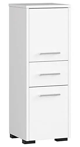 Produktbild: Home Collective Badezimmerschrank, mit 1 Schublade und 3 Fächer, 30 x 30 x 85 cm, aus 16 mm starker, abriebfester Laminatplatte, Weiß