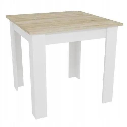 Produktbild: Home Collective Esszimmertisch Küchentisch, Platte aus Sonoma-Eiche, Holztisch Esstisch 80 x 80 x 75 cm, 18 mm Dicke, Küche Wohnzimmer Sonoma-Eiche und weiß