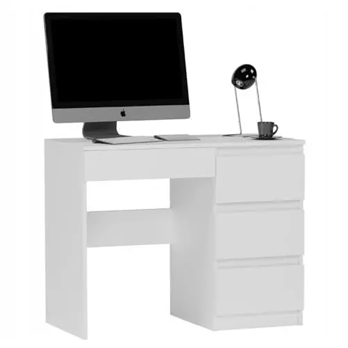 Produktbild: Home Collective Kleiner Schreibtisch, Computertisch, Schreibtisch mit Schubladen | 4 Schubladen | 96x50x76 cm (BxTxH) | Weiß