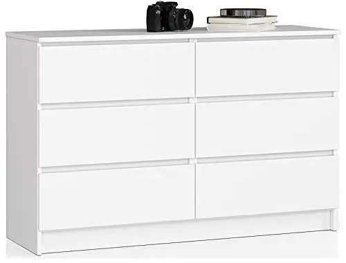 Produktbild: Home Collective Kommode 120cm breit mit 6 Schubladen, Schlafzimmer und Wohnzimmer, vielseitig einsetzbar für Flur und Kinderzimmer in weiß
