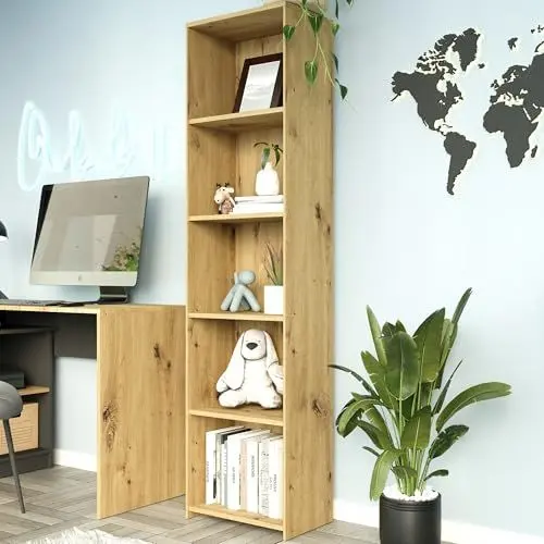 Produktbild: Home Collective Regal 40cm breit, Bücherregal, Holzregal | Mit 4 Ablagen | Funktional & Modern | 40x30x180 cm | Artisan