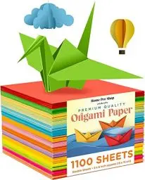 Produktbild: Home Pro Shop Origami Papier - 1100 Blatt Doppelseitiges Bastelpapier in Leuchtenden Farben - Hochwertiges Bastelset Kinder für Kunst- und Bastelprojekte - 15x15 cm Quadratisches Faltpapier