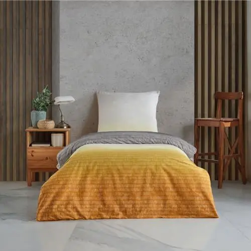 Produktbild: Home Sense Bettwäsche Bettgarnitur Set Baumwolle mit Reißverschluss, atmungsaktiv, weich, Luxuriös Bettdeckenbezug Bettwäsche 135x200 cm + 80x80 cm Kissenbezug, Oeko-TEX Zertifikat, Breeze Gelb
