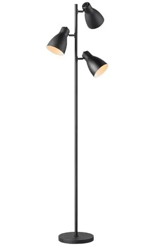 Produktbild: Home Sweet Home Moderner 3 Flammige Stehleuchte | 38.5/38.5/166.5cm | Retro Schwarz Metall E27 Stehlampe | Mit LED-Lichtquelle 4W 2700K | für Wohnzimmer, Schlafzimmer, Büro