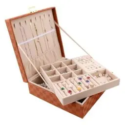 Produktbild: Homeanda Schmuckkästchen Große Kapazität 2-Schicht Leder Schmuckbox für Damen - Schmuckaufbewahrung Organizer für Ketten, Ringe, Ohrringe, Armbänder(Braun)