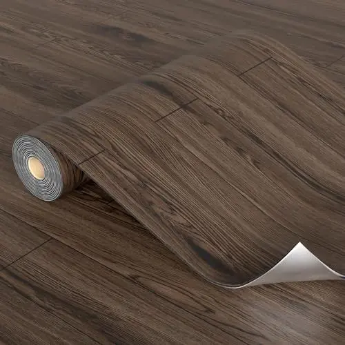 Produktbild: Homease PVC Bodenbelag Selbstklebend Verdickt (0.15cm) Holzmaserung Bodenaufkleber mit Textur, Verschleißfest Wasserdicht Holz Platte Dekorativen Vinylboden für Küche Wohnzimmer Balkon 0.6 x 3 M/1.8㎡