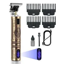Produktbild: HOMEASY Haarschneidemaschine Profi 5 Längeneinstellungen Barttrimmer Herren 0-4mm Haarschneider Metall 180 Minuten Akkubetrieb Bart Rasierer Herren elektrisch mit 4 Kammaufsätze Akku- und Netzbetrieb