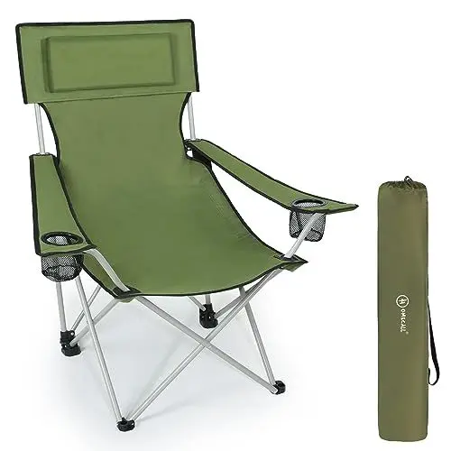 Produktbild: HOMECALL Camping-Klappstuhl, Armlehnen mit Becherhalter - Grün