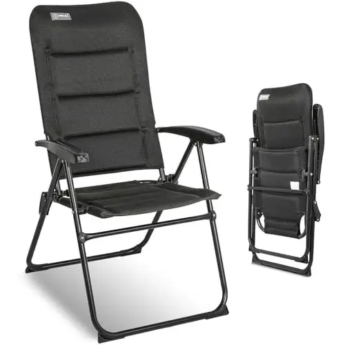 Produktbild: Homecall Campingstuhl Faltbar 150 KG Belastbar Gartenstuhl Klappbar Hochlehner - Balkonstuhl Angelstuhl Terrassenstühle, 5-Fach Verstellbare Rückenlehne mit Armlehne für Camping, Garten, Balkon