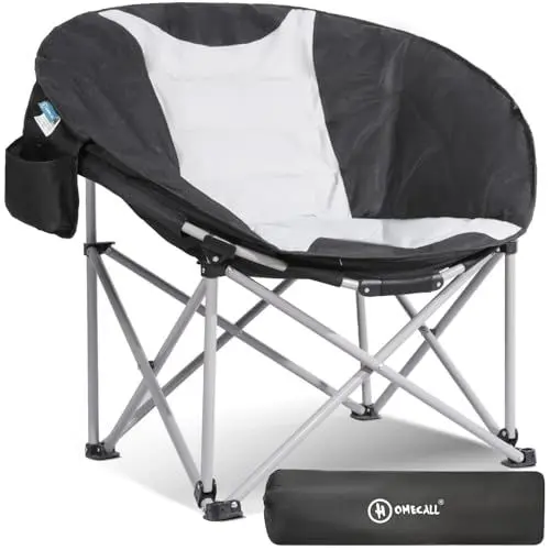 Produktbild: Homecall Klappbarer Camping-Mondsessel, XXL - (Schwarz/Creme-Weiß)