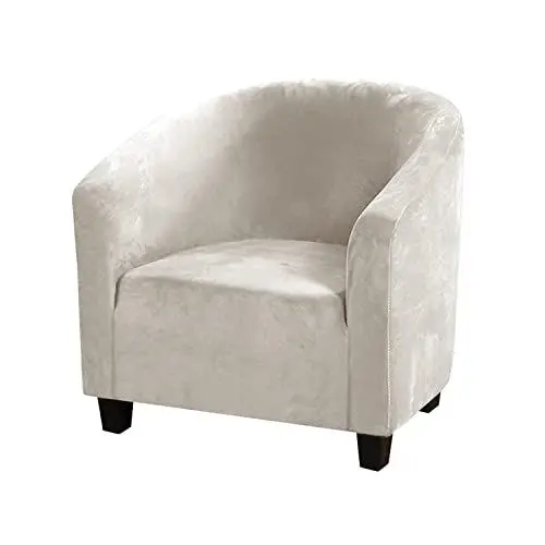 Produktbild: HOMECOVER Sesselschoner Elastisch Sesselhusse Sesselüberwurf Velours Sesselbezug mit Armlehnen Schonbezug für Clubsessel Für Einzelsofa Clubsessel Cocktailsessel-Beige-Large