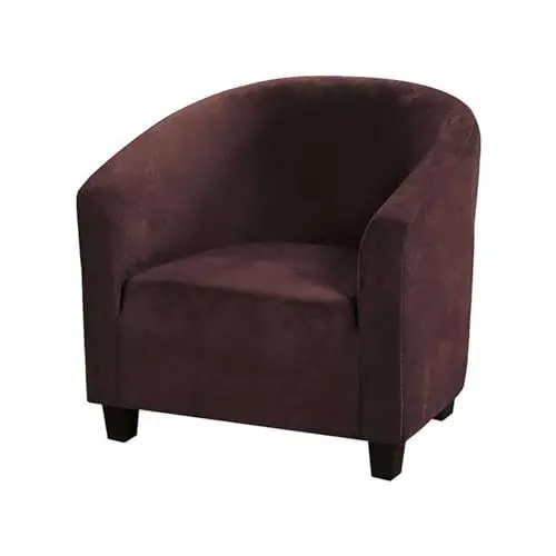 Produktbild: HOMECOVER Sesselschoner Elastisch Sesselhusse Sesselüberwurf Velours Sesselbezug mit Armlehnen Schonbezug für Clubsessel Für Einzelsofa Clubsessel Cocktailsessel-Kaffee-Large