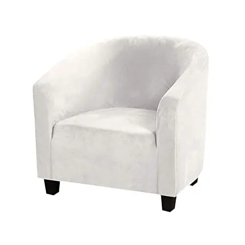 Produktbild: HOMECOVER Sesselschoner Elastisch Sesselhusse Sesselüberwurf Velours Sesselbezug mit Armlehnen Schonbezug für Clubsessel Für Einzelsofa Clubsessel Cocktailsessel-Weiß-Large