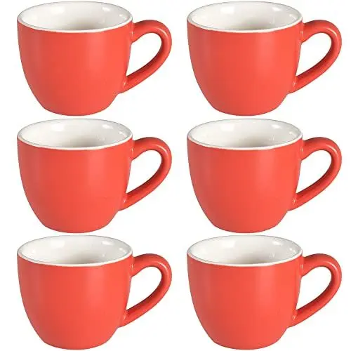 Produktbild: homEdge Mini Porzellan Espressotasse, 90 ml, kleine Kaffeetassen Demitasse für Espresso, Tee, rot, 214CEC060223