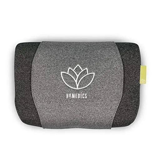 Produktbild: HoMedics Zen Meditationskissen, Memory Foam Nackenstützkissen, Aromalabel zur Verwendung mit ätherischen Ölen, extra beruhigende Rollenmassage, super leise, kabelloser Schlafbetrieb, grau