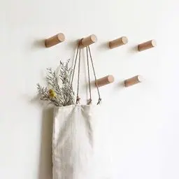Produktbild: HomeDo 6 Stück Wandhaken Holz Rund,Kleiderhaken Holz Wand, Dekorative Garderobenhaken Holz, Vintage Garderobe,Holzhaken,Huthaken (Buche-6cm, 6p)
