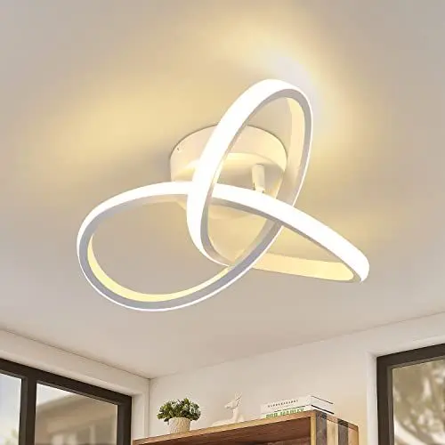 Produktbild: Homefire LED Deckenleuchte Warmweiß Deckenlampe Flur - 19W Flurlampe Modern Küchenlampe 3000K Klein Schlafzimmerlampe Weiß Geometrie Design Lampe für Küche Wohnzimmer Eingang Korridor Studio