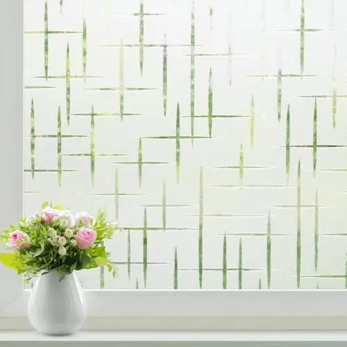 Produktbild: Homein Fensterfolie Blickdicht Sichtschutzfolie Fenster Milchglasfolie Kreuz 30x200cm, Selbstklebend Selbsthaftend Klebefolie Glasfolie für Bad, Duschkabine & Glastüren mit Sichtschutz Blickschutz