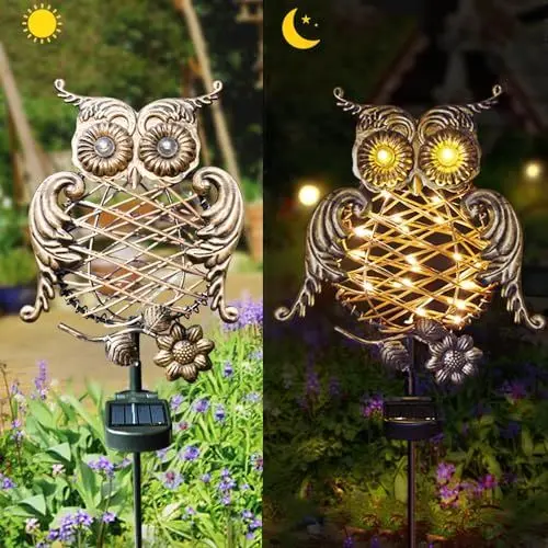 Produktbild: Homeleo Solarlampen für außen Garten, Verbessert Metall Solar Eule Garten Lichter mit, Gartendeko für Draußen, Einzigartige Eule Geschenke für Balkon Deko, Rasen, Solarleuchten für außen Dekorationen