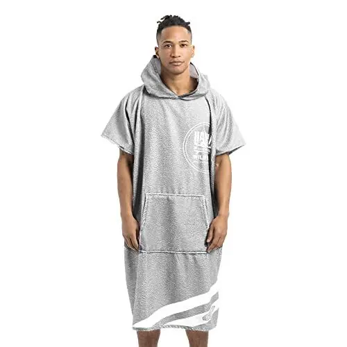 Produktbild: HOMELEVEL Badeponcho Unisex - Surf Poncho aus Baumwolle/Polyester - Handtuch für Erwachsene - Bademantel für Damen und Herren - Badetuch mit Kapuze