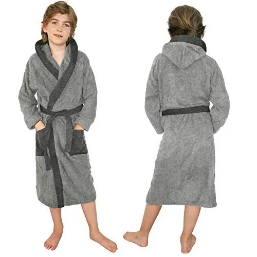 Produktbild: HOMELEVEL Frottee Bademantel für Kinder - Morgenmantel mit Taschen Kapuze Gürtel - Kinderbademantel für Jungen und Mädchen - 100% Baumwolle
