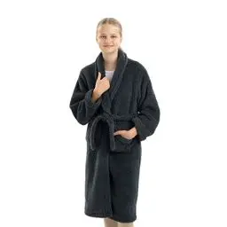 Produktbild: HOMELEVEL Kuschelfleece Bademantel für Kinder - Sherpa Morgenmantel mit Taschen Schalkragen Gürtel - Kinderbademantel für Jungen und Mädchen