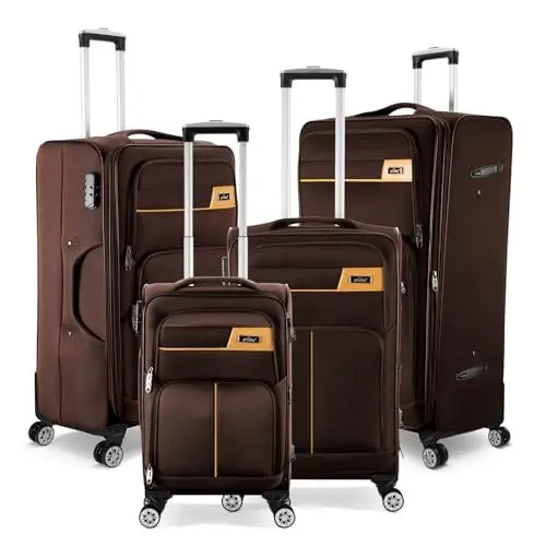 Produktbild: HOMELUX Kofferset 4 Teilig Kaffee Stoffkoffer Reisekoffer Leicht Koffer Trolley Rollkoffer Set-S-M-L-XL