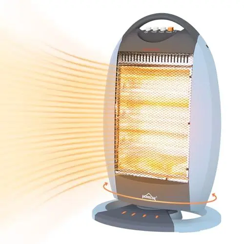 Produktbild: Homelux Heizstrahler 3 Heizstufen Halogen Heizgerät, Oszillierendes Halogen Heizung,1200W, Kein Rauschen, Sicherheit Schutz