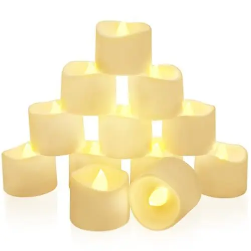 Produktbild: Homemory 12 led teelichter mit Timer, elektrische flackernde batteriebetriebene Kerzen, 6 Stunden an und 18 Stunden aus, 3.2x3.6 cm, Plastik