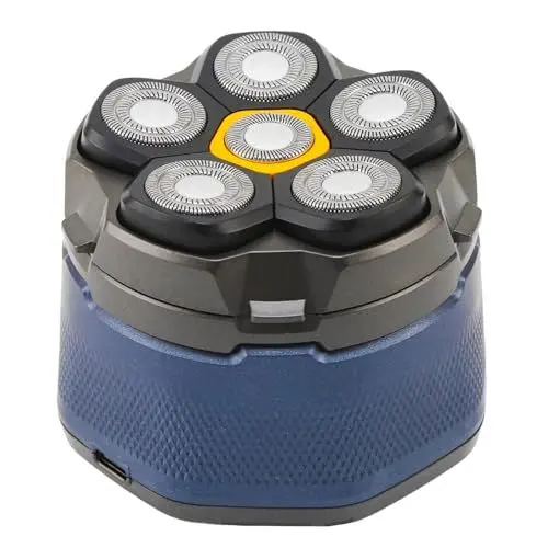 Produktbild: Homeriy 6- Kopf Elektrischer Kopfrasierer für Männer- Rasierer für Kopf/Glatze und Gesicht, LED- Anzeige Rotary Rasierer Trimmer, Sanftes Rasieren| Lange Akkulaufzeit