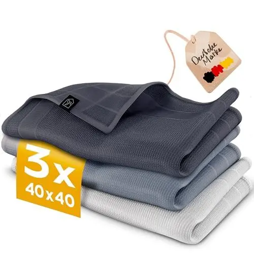 Produktbild: Homety Mikrofasertücher 40x40 Putztücher, Fensterputztücher streifenfrei, fusselfreie Zaubertücher, Reinigungstücher, 3er Set magisches Microfasertuch