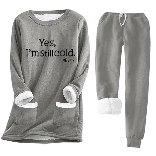 Produktbild: Homewear Damen Set Sale Damen Set Zweiteiler Damen Winter Zweiteiler für Damen Hausanzug Sport Sets Damen Trainingsanzug Damen Jako Loungewear Damen HausanzüGe Damen Grau Xl