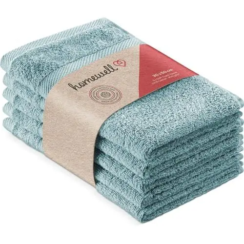 Produktbild: Homewell Handtücher Set - weich und saugstark, 100% Baumwolle, Oeko-Tex 100 Zertifiziert (5 Gästehandtücher 30x50 cm, Türkis)