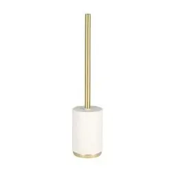 Produktbild: home&you - Klobürste Lonar, WC-Bürste, Toilettenbürste, Badezimmer Zubehör, Bad Accessoires, Bürstengarnitur, aus Kunstharz und ABS, 38 x 8,5 x 8,5 cm - Weiß/Gold