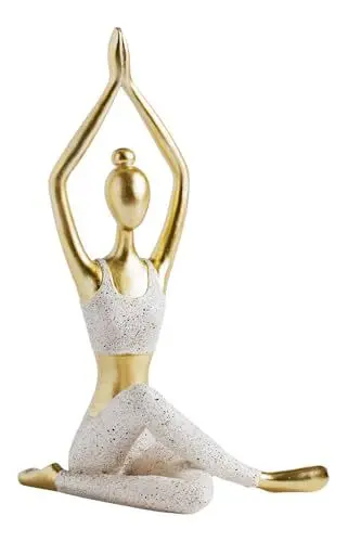 Produktbild: home&you - Figur Harmonis, Dekofigur Yoga, Skulptur aus Kunstharz, Dekoration Wohnzimmer, Schlafzimmer, Büro, Modernes Design, 27.7 x 15 x 14.5 cm - Gold