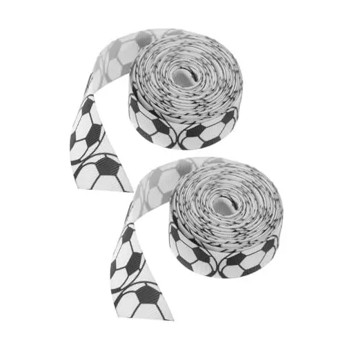 Produktbild: HOMFAMINI 2 Rollen Fußball Rippenband Bastelbänder Praktisches Geschenkband DIY Exquisites Geschenkband Kreatives Geschenkband Fußballband Kreative Kuchenbänder Banddekoration