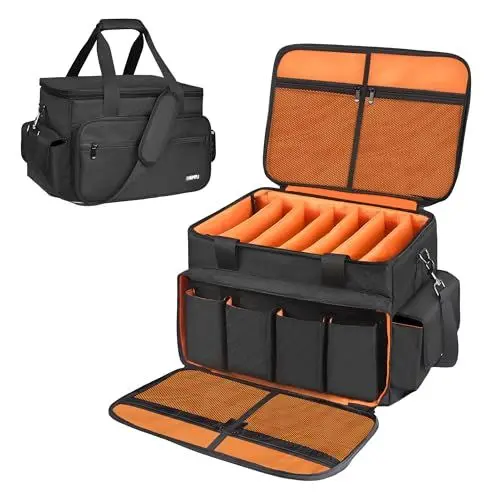 Produktbild: Homfu DJ High Capacity Band Equipment Bag-DJ Gig Gear Bag with Detachable Padded Bottom and Dividers,DJ Cable File Storage Organizer Bag for USB,DJ Equipment,Musicians Accessories
