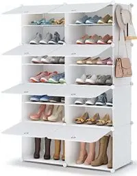Produktbild: HOMIDEC Schuhregal, 7-stufiger Schuhschrank Schuhaufbewahrung für 28 Paar Schuhe und Stiefel, Kunststoff-Schuhregale Schuh Organizer für Flur Schlafzimmer Eingang, Weiß